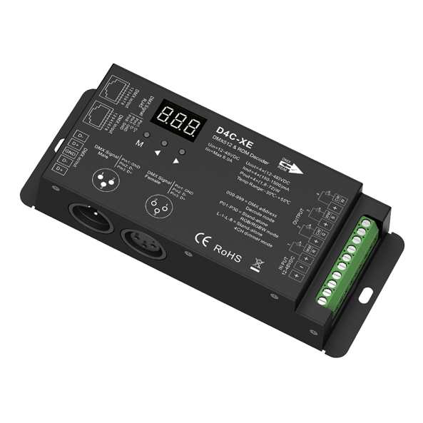 4CH Constant Current DMX512 & RDM Decoder D4C-XE (700-1750mA)